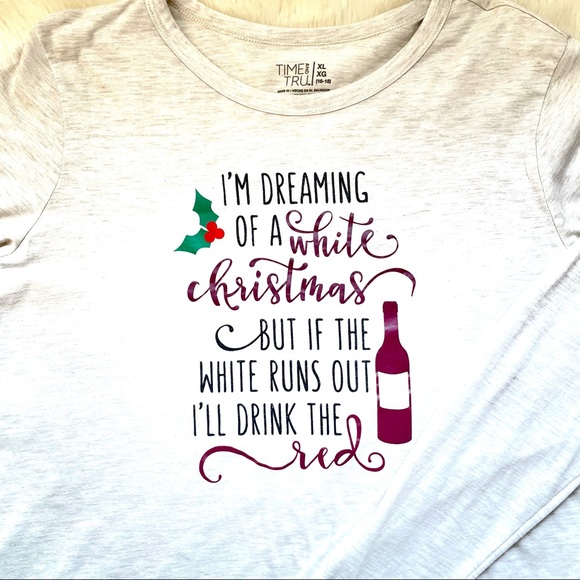 Christmas Long Sleeve Graphic Tee Wine! - Picture 3 of 7